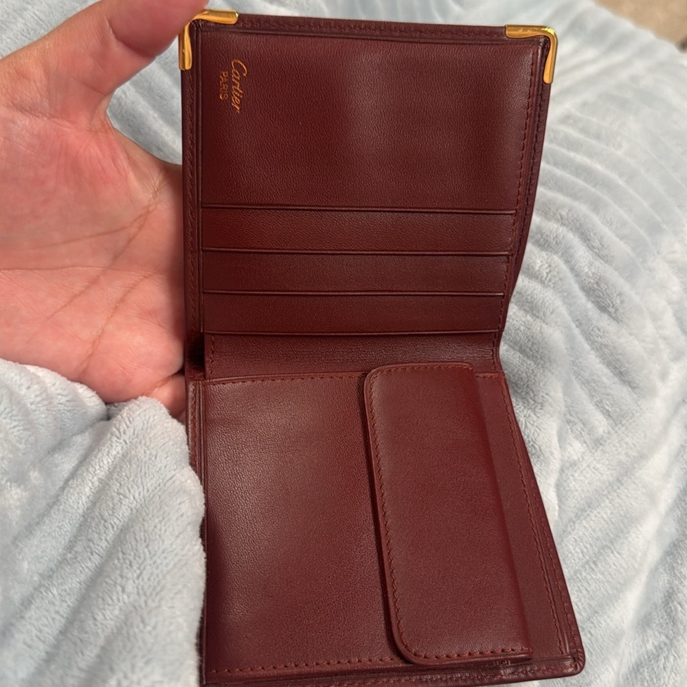 Vintage Cartier Burgundy Mens Bifold Wallet - Picture 6 of 6